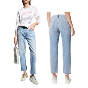 Austin Boyfriend Fit Denim Jeans with Unfinished Ankle Size 10